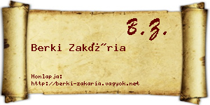 Berki Zakária névjegykártya
